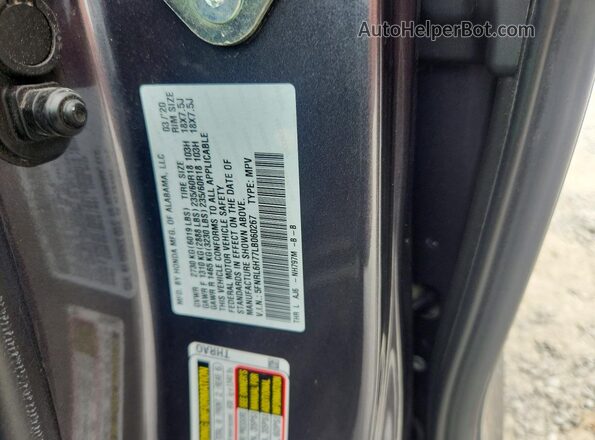 5FNRL6H77LB060267 2020 HONDA ODYSSEY Gray Widok naklejki z numerem VIN