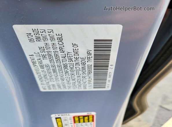 5FNRL6H77RB063002 2024 HONDA ODYSSEY Blue Widok naklejki z numerem VIN