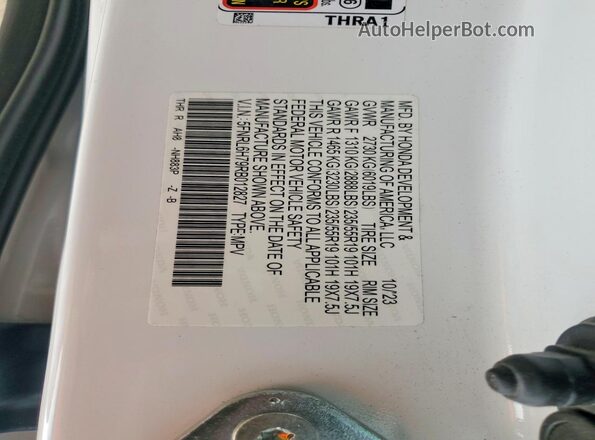 5FNRL6H79RB012827 2024 HONDA ODYSSEY White VIN კოდის სტიკერის ხედი