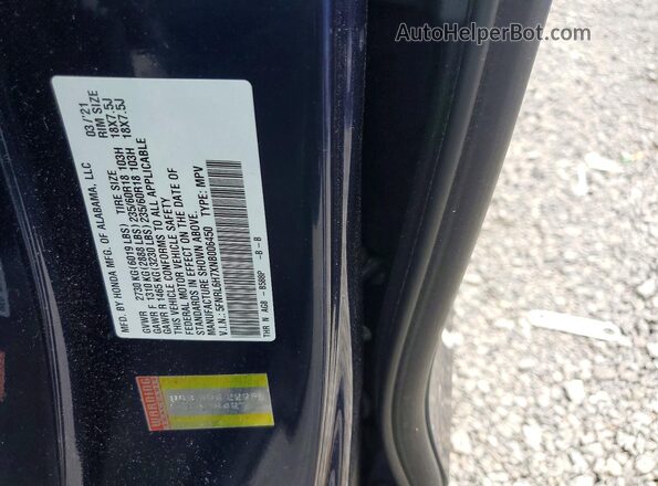 5FNRL6H7XNB006450 2022 HONDA ODYSSEY Blue Widok naklejki z numerem VIN