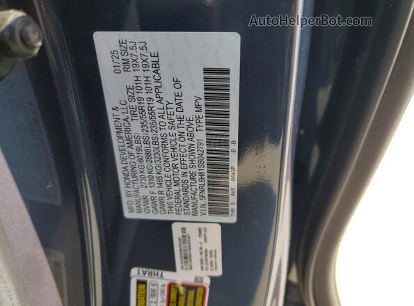 5FNRL6H81SB042791 2025 HONDA ODYSSEY Blue Vista de la etiqueta del VIN