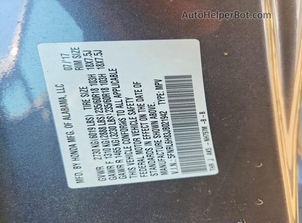 5FNRL6H83JB021942 2018 HONDA ODYSSEY Gray Widok komory silnika