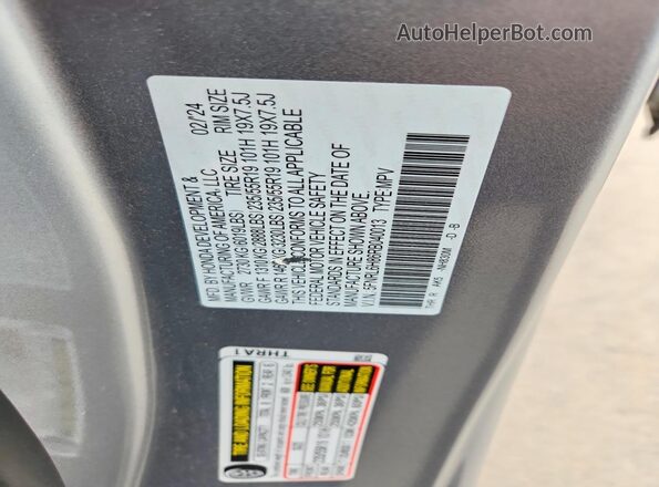 5FNRL6H86RB040013 2024 HONDA ODYSSEY Gray VIN sticker view