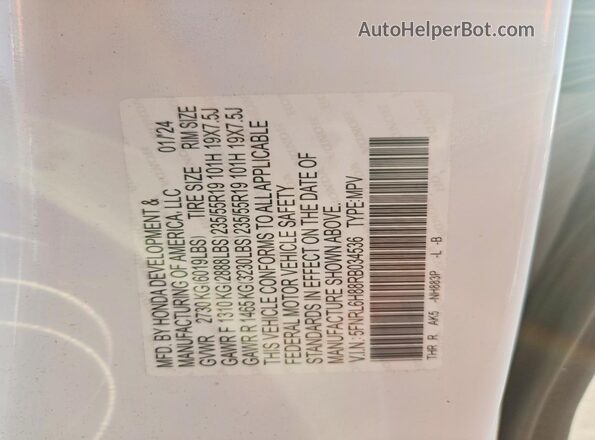 5FNRL6H88RB034536 2024 HONDA ODYSSEY White VIN sticker view