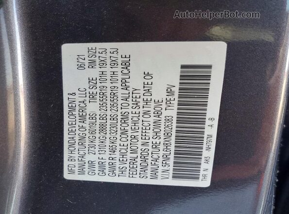 5FNRL6H8XNB026383 2022 HONDA ODYSSEY Gray Widok wnętrza 360 stopni