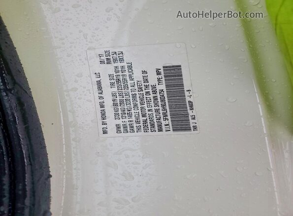 5FNRL6H90JB034754 2018 HONDA ODYSSEY White Widok naklejki z numerem VIN