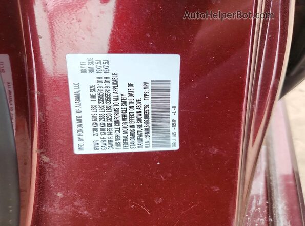 5FNRL6H92JB035792 2018 HONDA ODYSSEY Maroon VIN sticker view