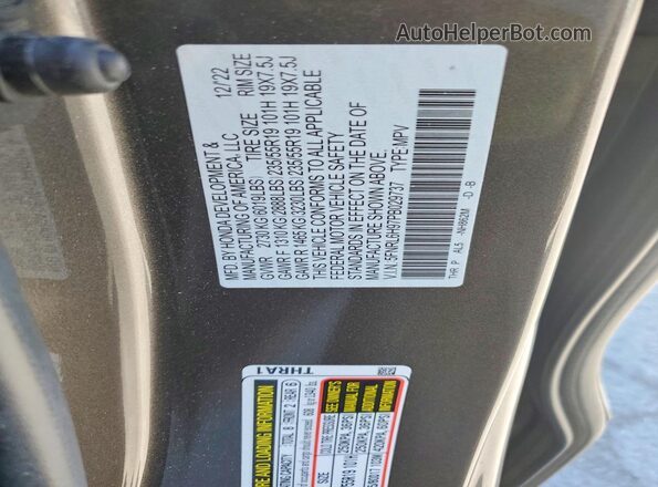 5FNRL6H97PB029737 2023 HONDA ODYSSEY Charcoal Vista de la etiqueta del VIN