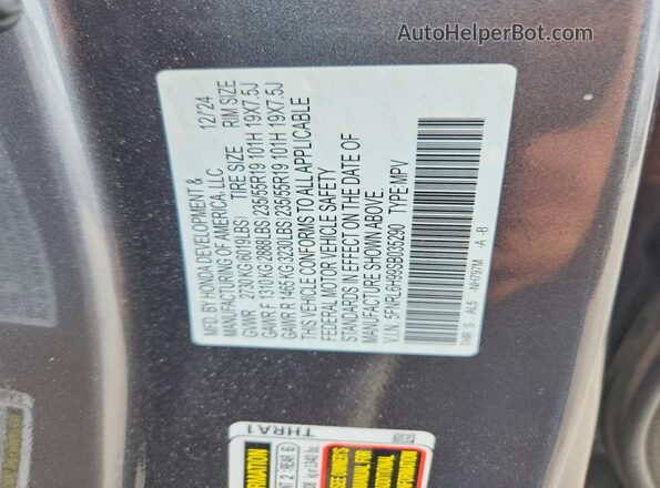 5FNRL6H99SB035290 2025 HONDA ODYSSEY Gray VIN sticker view