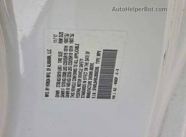 5FNRL6H9XJB065266 2018 HONDA ODYSSEY Белый 