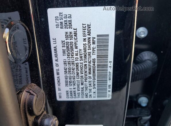 5FNYF6H00MB034486 2021 HONDA PILOT Black VIN կոդի պիտակի տեսք