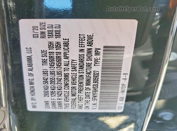 5FNYF6H53LB059327 2020 HONDA PILOT Черный Панорамный вид салона 360°