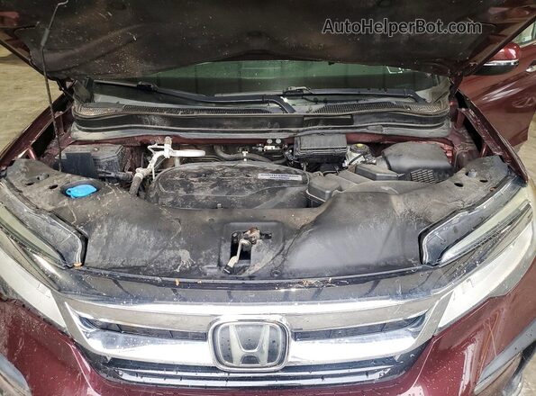 5FNYF6H68KB003035 2019 HONDA PILOT Maroon Vista del compartimento del motor
