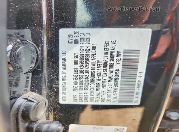 5FNYF6H70MB007544 2021 HONDA PILOT Черный Вид подкапотного пространства