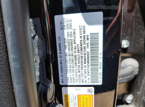 5FNYF7H25MB004522 2021 HONDA PASSPORT Black Շարժիչի բաժամունքի տեսք