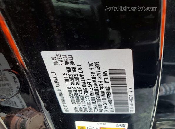 5FNYF8H22MB004922 2021 HONDA PASSPORT Black VIN sticker view