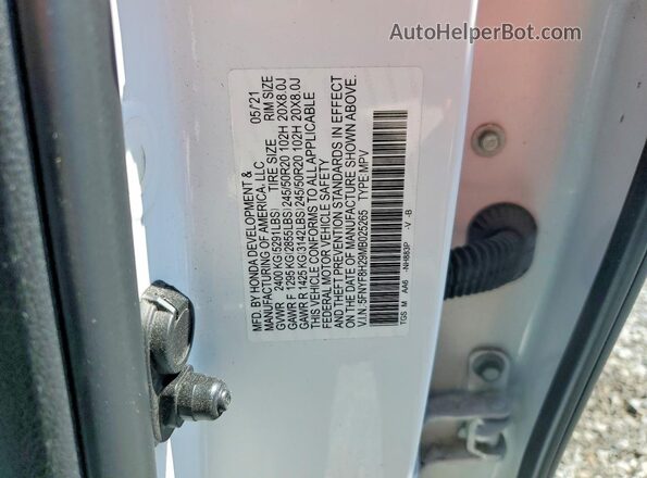 5FNYF8H29MB025265 2021 HONDA PASSPORT White VIN կոդի պիտակի տեսք
