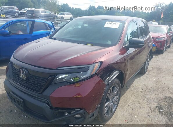 5FNYF8H50MB012589 2021 HONDA PASSPORT Burgundy წინა მარცხენა ხედი სამი მეოთხედიდან