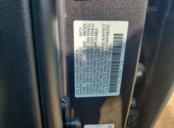 5FNYF8H55MB038394 2021 HONDA PASSPORT Gray Вид підкапотного простору