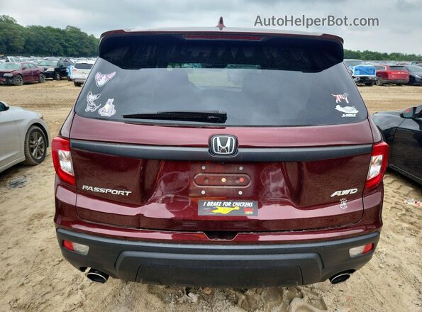5FNYF8H57MB016879 2021 HONDA PASSPORT Burgundy Вид ззаду