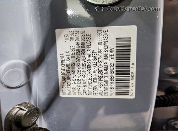 5FNYF8H80RB000332 2024 HONDA PASSPORT Blue Widok wnętrza 360 stopni