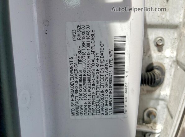 5FNYG1H41RB004715 2024 HONDA PILOT White სალონის 360-გრადუსიანი ხედი