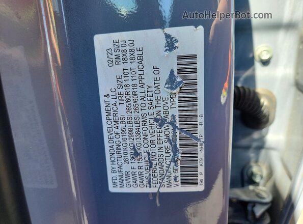 5FNYG1H65PB012508 2023 HONDA PILOT Gray Vista de la etiqueta del VIN