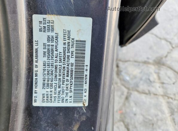 5FPYK2F53KB001182 2019 HONDA RIDGELINE Серый Вид подкапотного пространства