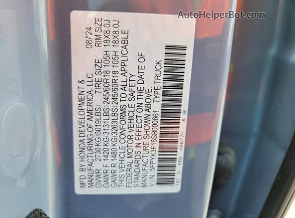 5FPYK3F16SB000661 2025 HONDA RIDGELINE Blue ძრავის განყოფილების ხედი