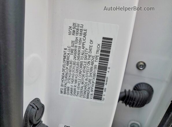 5FPYK3F1XSB011369 2025 HONDA RIDGELINE White Շարժիչի բաժամունքի տեսք