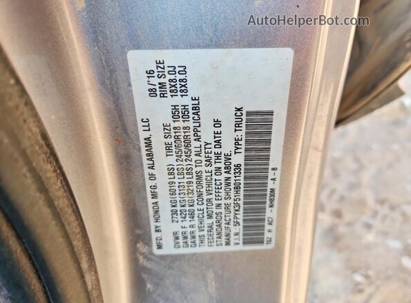 5FPYK3F51HB011336 2017 HONDA RIDGELINE Серебряный Вид подкапотного пространства