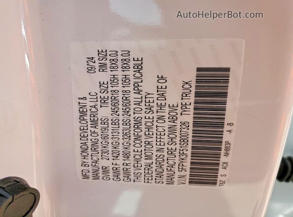 5FPYK3F51SB007326 2025 HONDA RIDGELINE White Engine compartment view