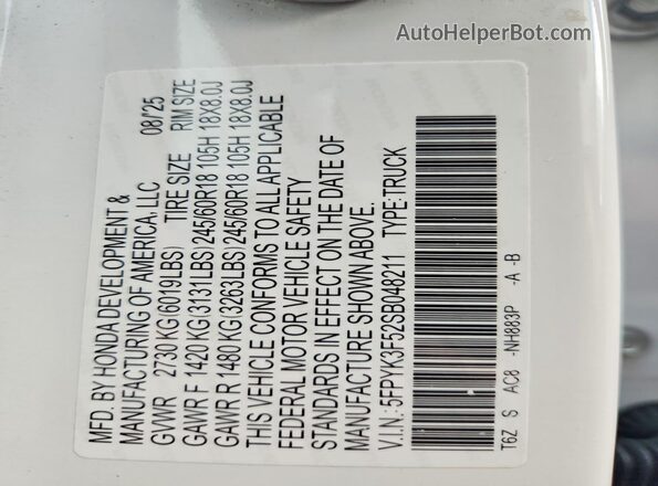 5FPYK3F52SB048211 2025 HONDA RIDGELINE Белый Вид подкапотного пространства
