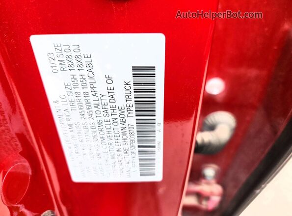 5FPYK3F53PB018707 2023 HONDA RIDGELINE Red VIN կոդի պիտակի տեսք