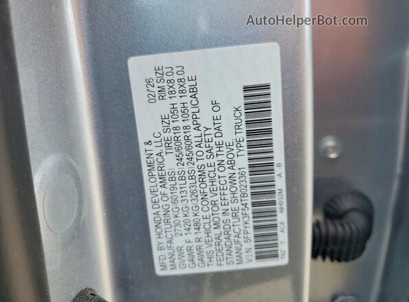 5FPYK3F54TB023361 2026 HONDA RIDGELINE Silver ძრავის განყოფილების ხედი