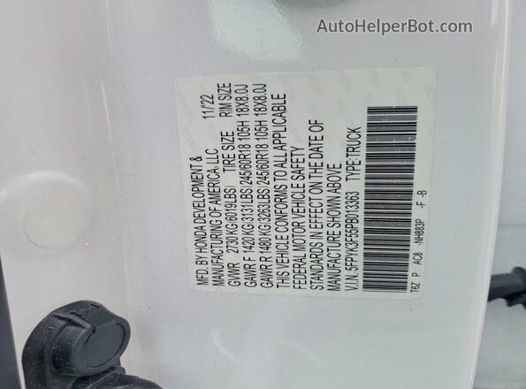 5FPYK3F55PB013363 2023 HONDA RIDGELINE White Engine compartment view