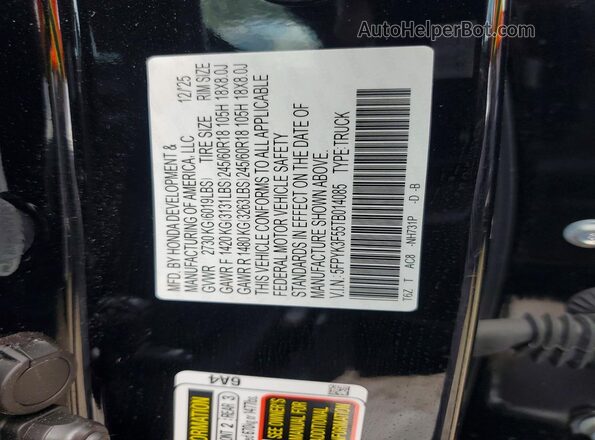5FPYK3F55TB014085 2026 HONDA RIDGELINE Black Շարժիչի բաժամունքի տեսք