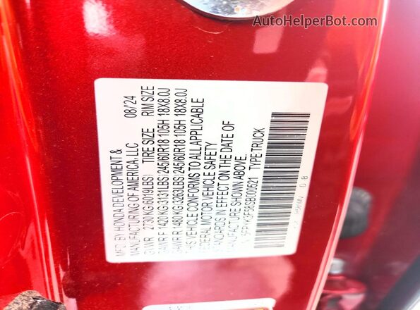 5FPYK3F58SB000521 2025 HONDA RIDGELINE Red Շարժիչի բաժամունքի տեսք