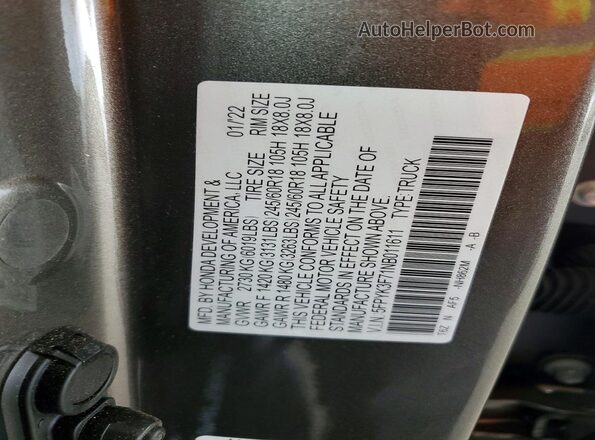 5FPYK3F71NB011611 2022 HONDA RIDGELINE Коричневый Вид подкапотного пространства