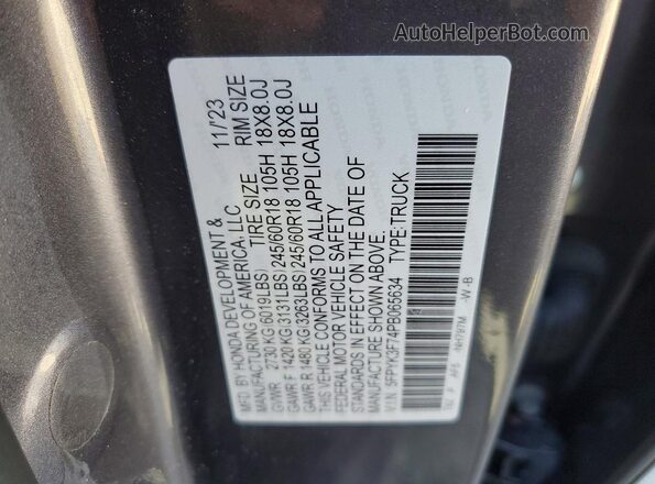 5FPYK3F74PB065634 2023 HONDA RIDGELINE Gray Widok komory silnika