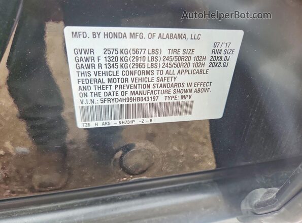 5FRYD4H99HB043197 2017 ACURA MDX Black Engine compartment view