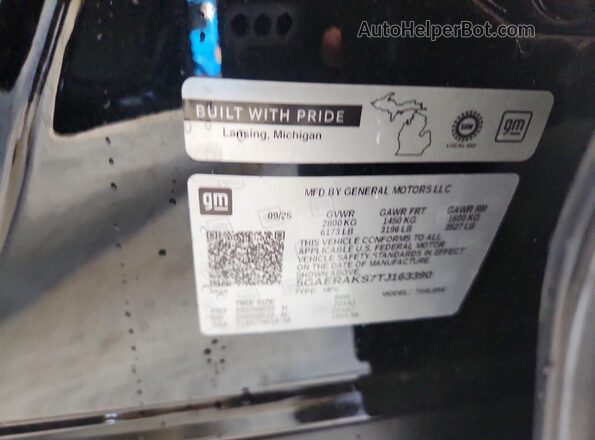 5GAERAKS7TJ163390 2026 BUICK ENCLAVE Черный Панорамный вид салона 360°