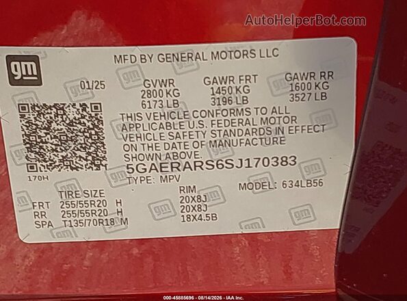 5GAERARS6SJ170383 2025 BUICK ENCLAVE Red Engine compartment view