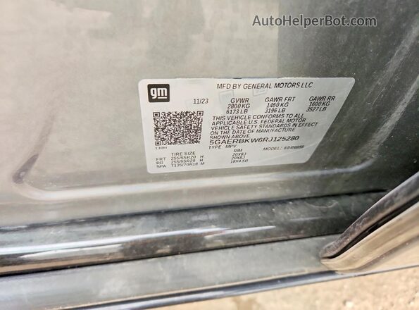 5GAERBKW6RJ125280 2024 BUICK ENCLAVE Silver Вид наклейки з VIN-кодом