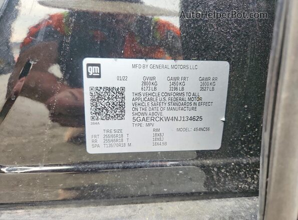 5GAERCKW4NJ134625 2022 BUICK ENCLAVE Charcoal 