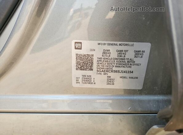 5GAERCRS6SJ141154 2025 BUICK ENCLAVE Gray Սալոնի 360 աստիճան տեսք