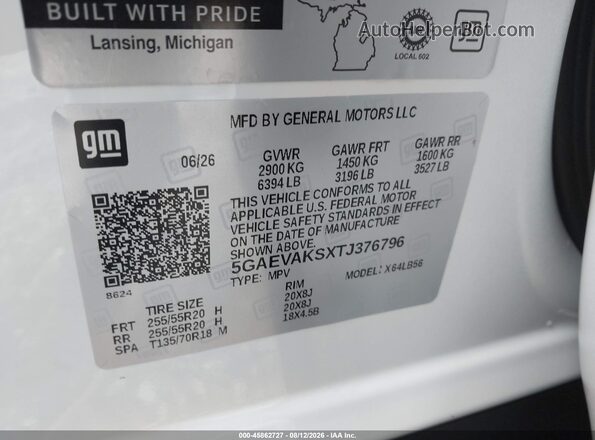 5GAEVAKSXTJ376796 2026 BUICK ENCLAVE Yellow Engine compartment view