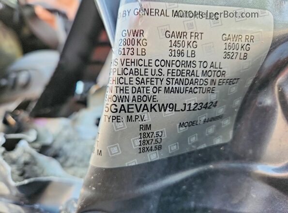 5GAEVAKW9LJ123424 2020 BUICK ENCLAVE Silver Vista interior de 360 grados