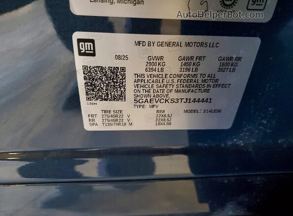 5GAEVCKS3TJ144441 2026 BUICK ENCLAVE Blue 360 interior view