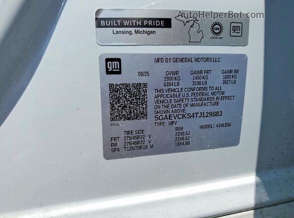 5GAEVCKS4TJ129883 2026 BUICK ENCLAVE White ძრავის განყოფილების ხედი